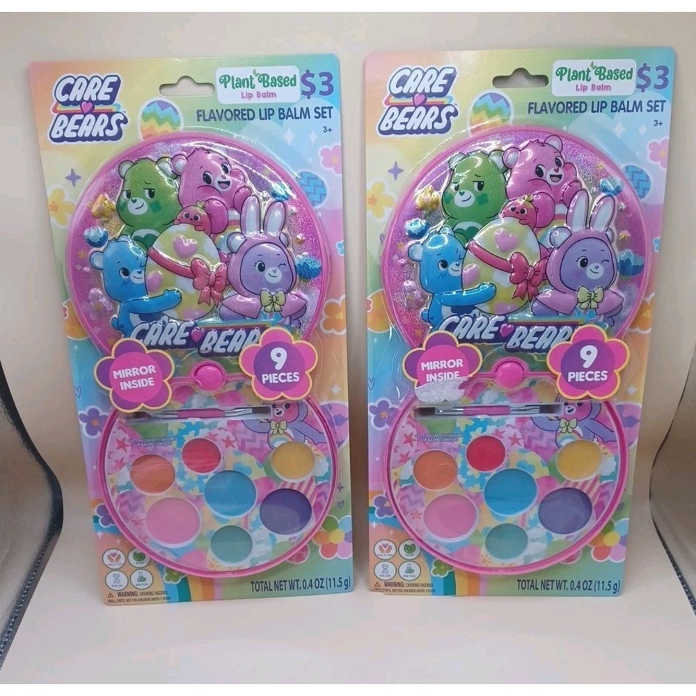 Care Bears Flavored Lip Balm Set In Case Vegan Lot Of 2 Birthday Party Favors